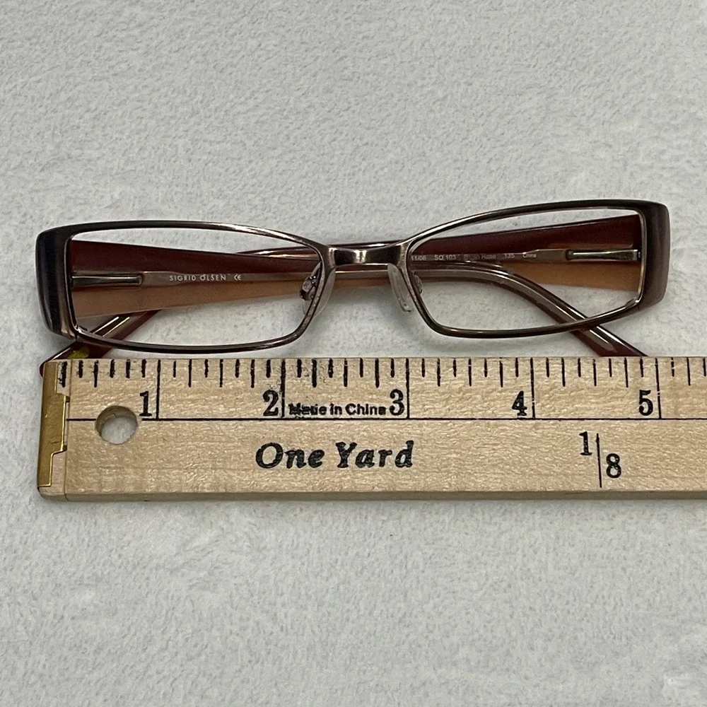 Sigrid Olsen SO 103 Blush Rose Eyeglasses Metal Frame Women Rectangle 135 Bridge
